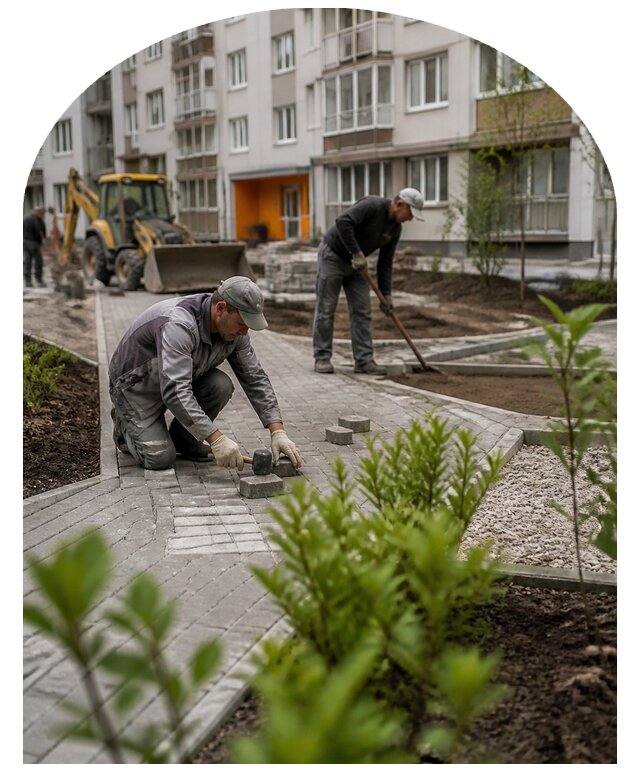 Благоустройство двора многоквартирного дома в Домодедове